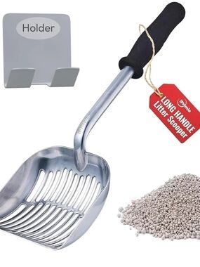 iPrimio Monster Metal Cat Litter Scoop with 17-Inch Long Handle - Extra Large